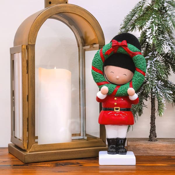 National Tree 10in. Christmas Soldier Holding Wreath Figurine