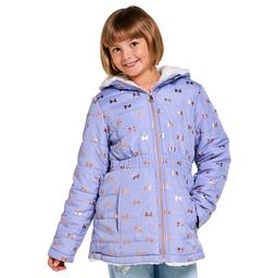 Girls (7-16) Kensie Girl Foil Bow Faux Fur Lined Midweight Coat