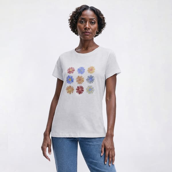 Womens Mountain Ridge Short Sleeve Crew Neck Daisy Graphic Tee - image 