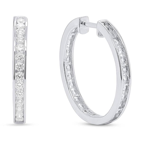 Nova Star® Sterling Silver 1ctw. Lab Grown Diamond Hoop Earrings