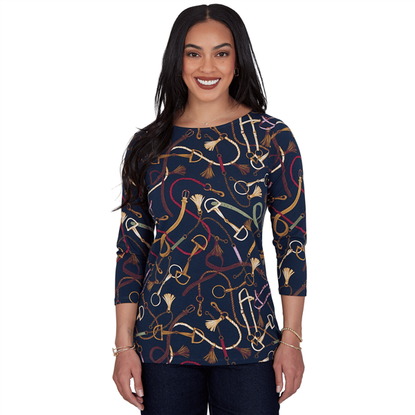 Plus Size Ruby Rd. Must Haves Ii Equestrian Tassels Knit Top - image 