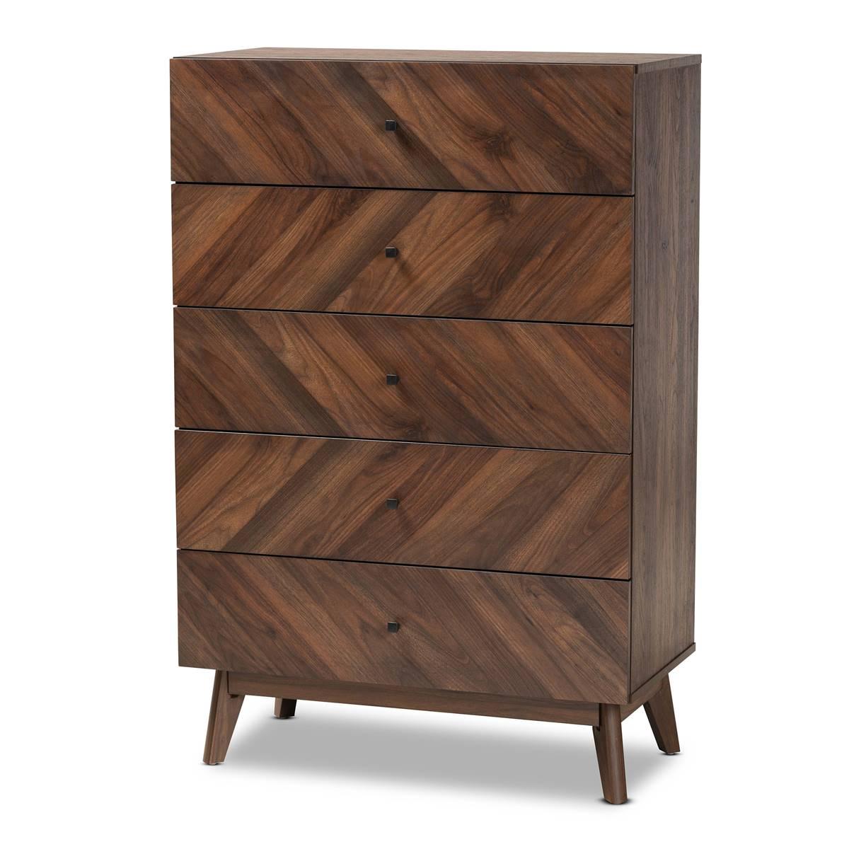 Baxton Studio Hartman Mid-Century Wood 5-Drawer Storage...