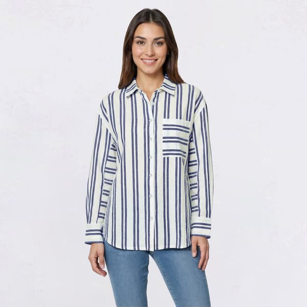 Womens Architect(R) Long Sleeve Boyfriend Stripe Button Down - image 