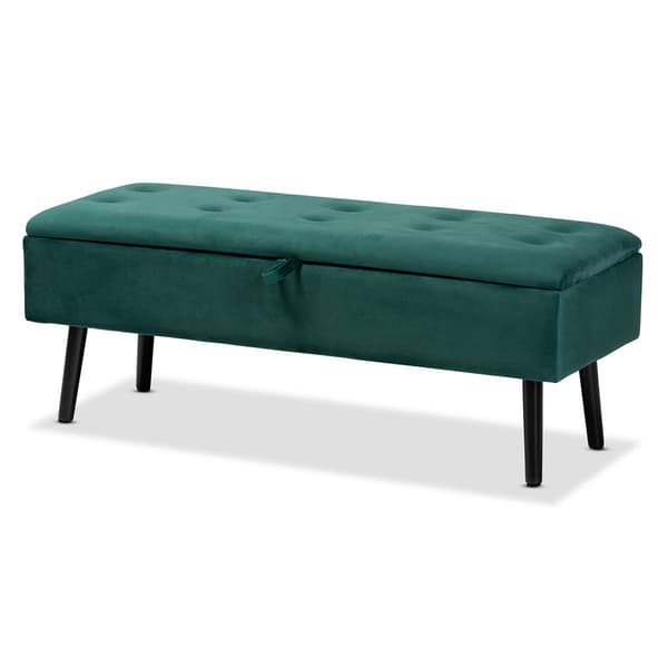 Baxton Studio Caine Velvet Fabric Wood Storage Bench