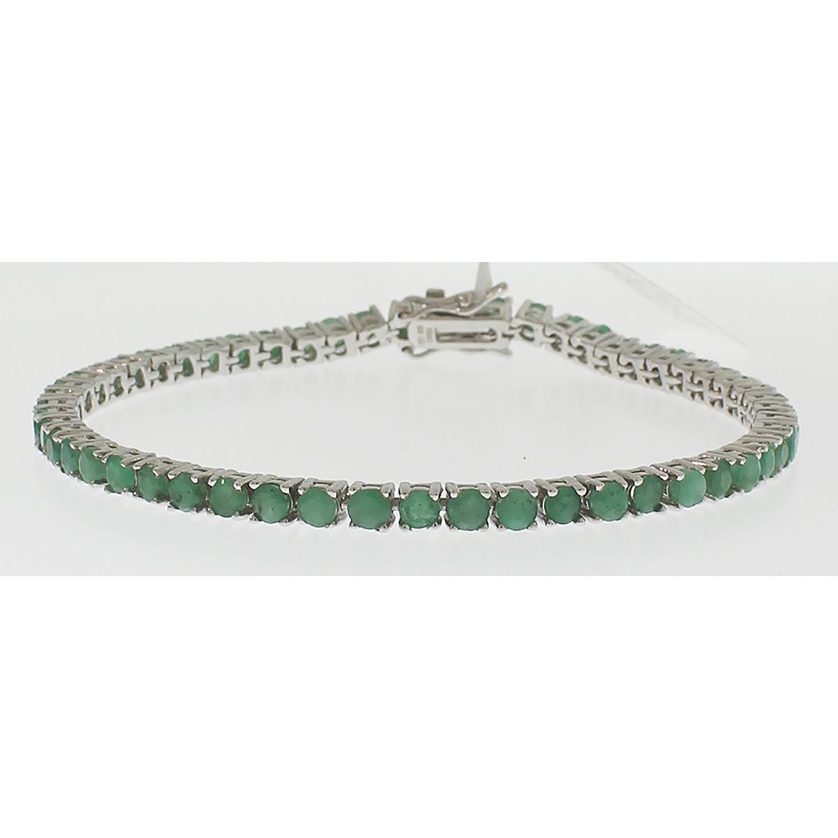 Gemstone Classics™ Sterling Silver Round Emerald Bracelet