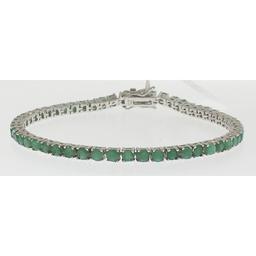 Gemstone Classics(tm) Sterling Silver Round Emerald Bracelet