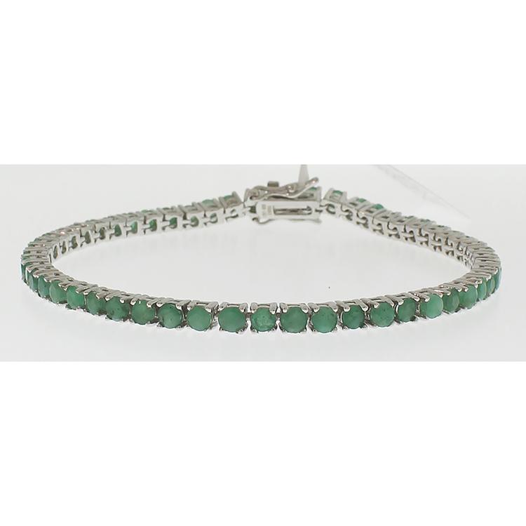 Gemstone Classics(tm) Sterling Silver Round Emerald Bracelet