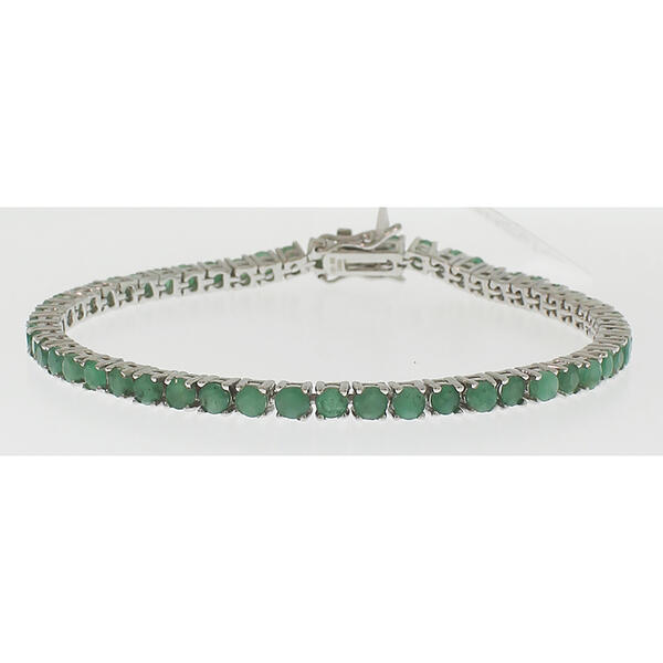 Gemstone Classics&#40;tm&#41; Sterling Silver Round Emerald Bracelet - image 