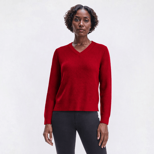 Womens Hasting & Smith Long Sleeve V-Neck Shaker Sweater - image 