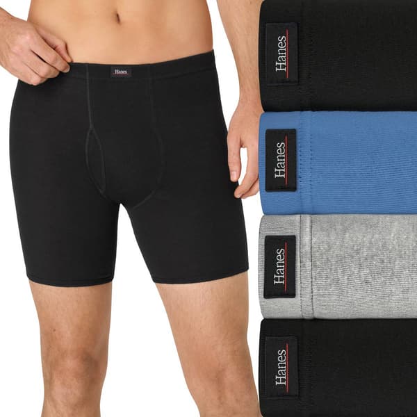 Mens Hanes Ultimate® Core 4pk. Boxer Briefs - Black/Blue/Grey