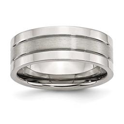 Mens Gentlemen's Classics(tm) 8mm Steel Groove Pattern Wedding Band