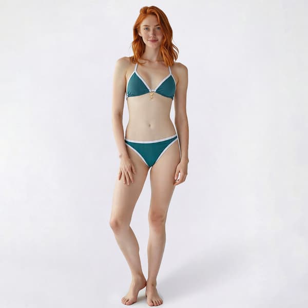 Juniors Mykonos Blue 2pc Green Triangle Bikini with Charms Set - image 