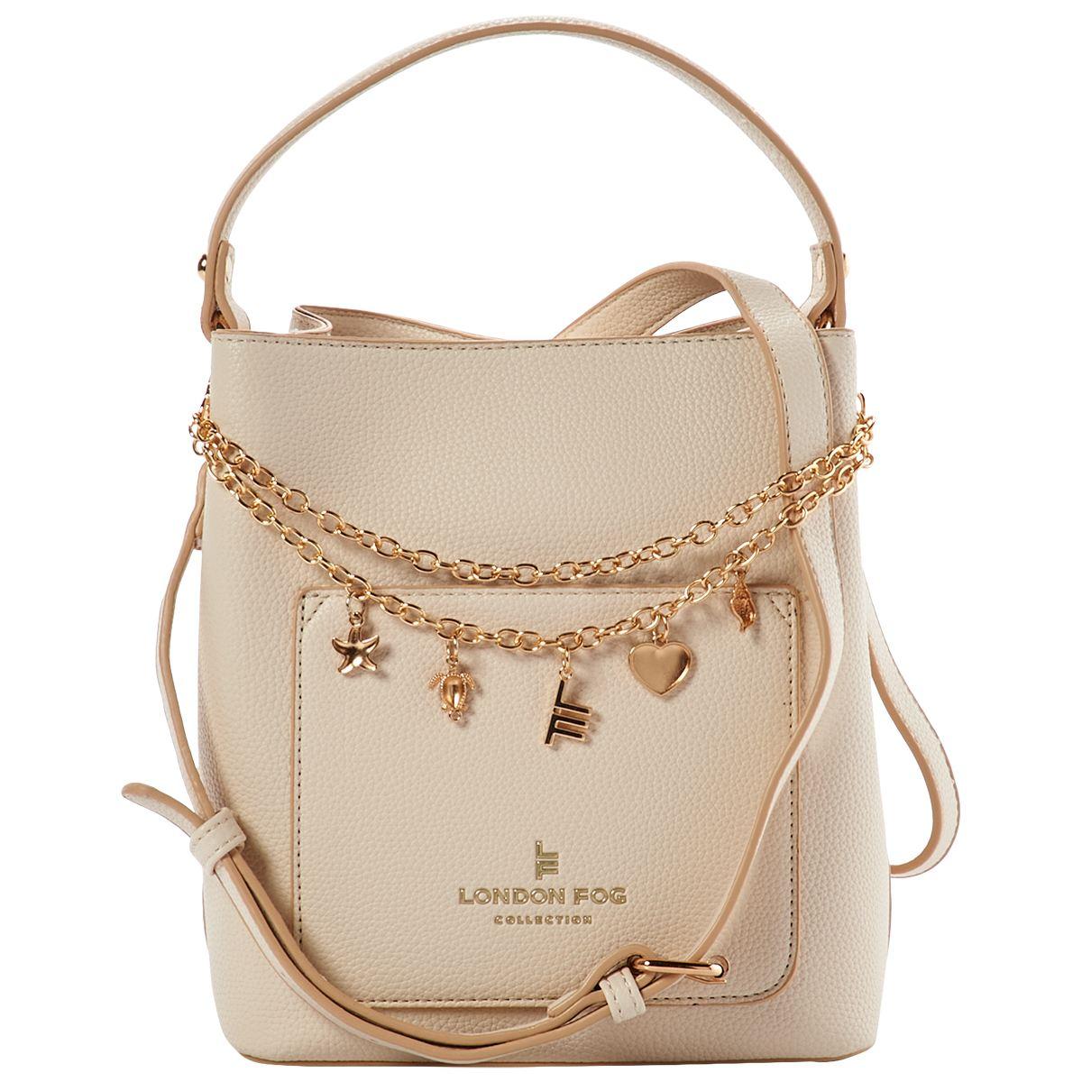 London Fog Lux Bucket Crossbody with Charms