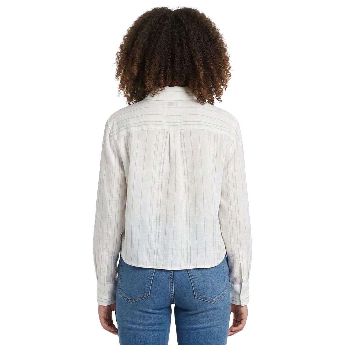 Juniors A. Byer Striped Cropped Button Up Shirt