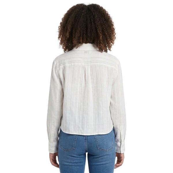 Juniors A. Byer Striped Cropped Button Up Shirt
