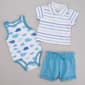 Baby Boy &#40;12-24M&#41; Quiltex&#40;R&#41; 3pc. Watercolor Whale Shorts Set - image 1