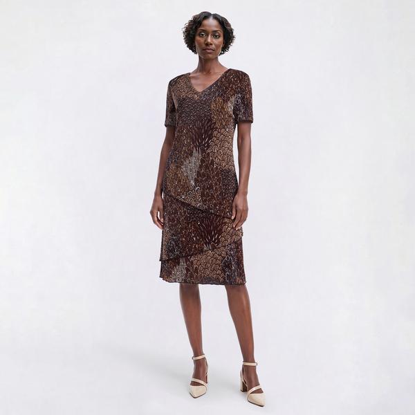 Womens Connected Apparel Short Sleeve Patchwork Sheath Dress