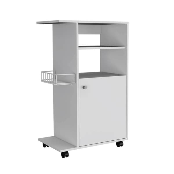 FM FURNITURE Columba White Kitchen Cart