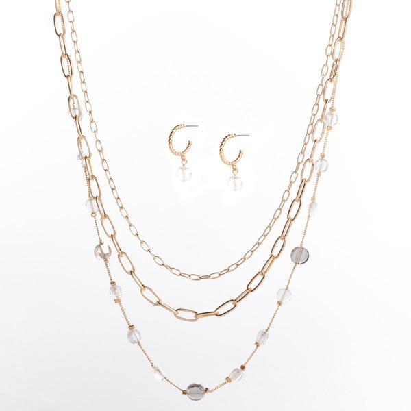 Ashley Cooper(tm) Beaded Layered Necklace & Earring Set - image 