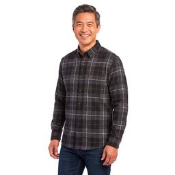 Mens IZOD(R) Long Sleeve Stratton Flannel Shirt - Dark Shadow
