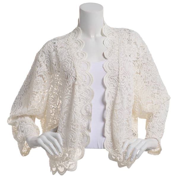 Plus Size Perceptions Lace Scallop Trim Open Bolero