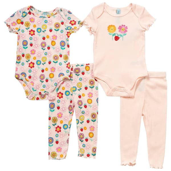 Baby Girl (3-9M) Charlotte & Star 4pc. Flower Bodysuit/Pants Set - image 