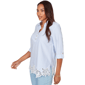 Womens Ruby Rd. French Riviera Coastal Stripe Lace Hem Blouse - image 3