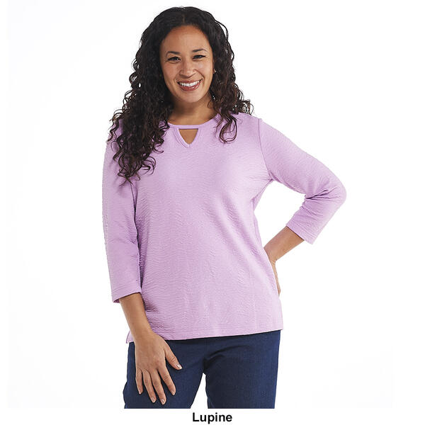 Plus Size Hasting & Smith 3/4 Sleeve Puckered Jacquard Tee