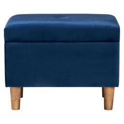 Baxton Studio Elias Modern Navy Velvet Fabric Storage Ottoman