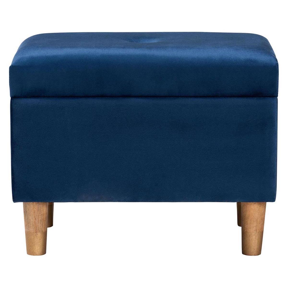 Baxton Studio Elias Modern Navy Velvet Fabric Storage Ottoman