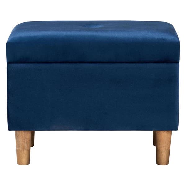 Baxton Studio Elias Modern Navy Velvet Fabric Storage Ottoman