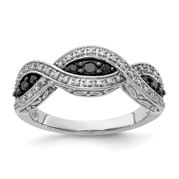 Diamond Classics&#40;tm&#41; White Gold White & Black Twisted Ring - image 
