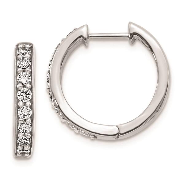 Pure Fire 14kt. White Gold 1/2ctw. Diamond Polished Hoop Earrings - image 