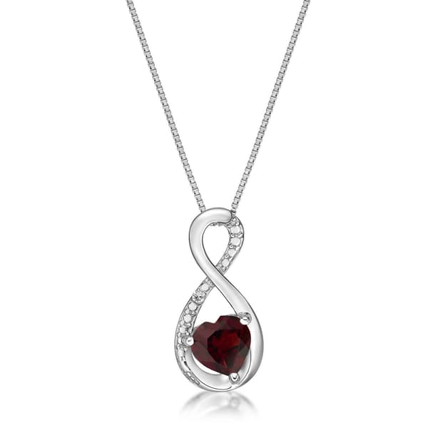 Gemminded Sterling Silver 6mm Heart Garnet Infinity Pendant
