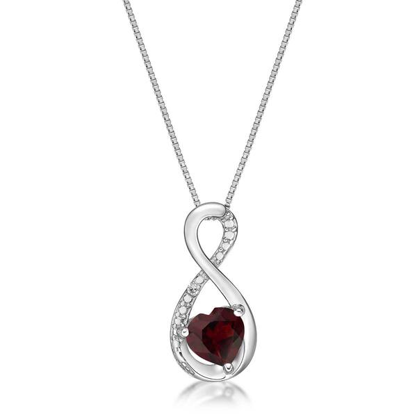 Gemminded Sterling Silver 6mm Heart Garnet Infinity Pendant - image 