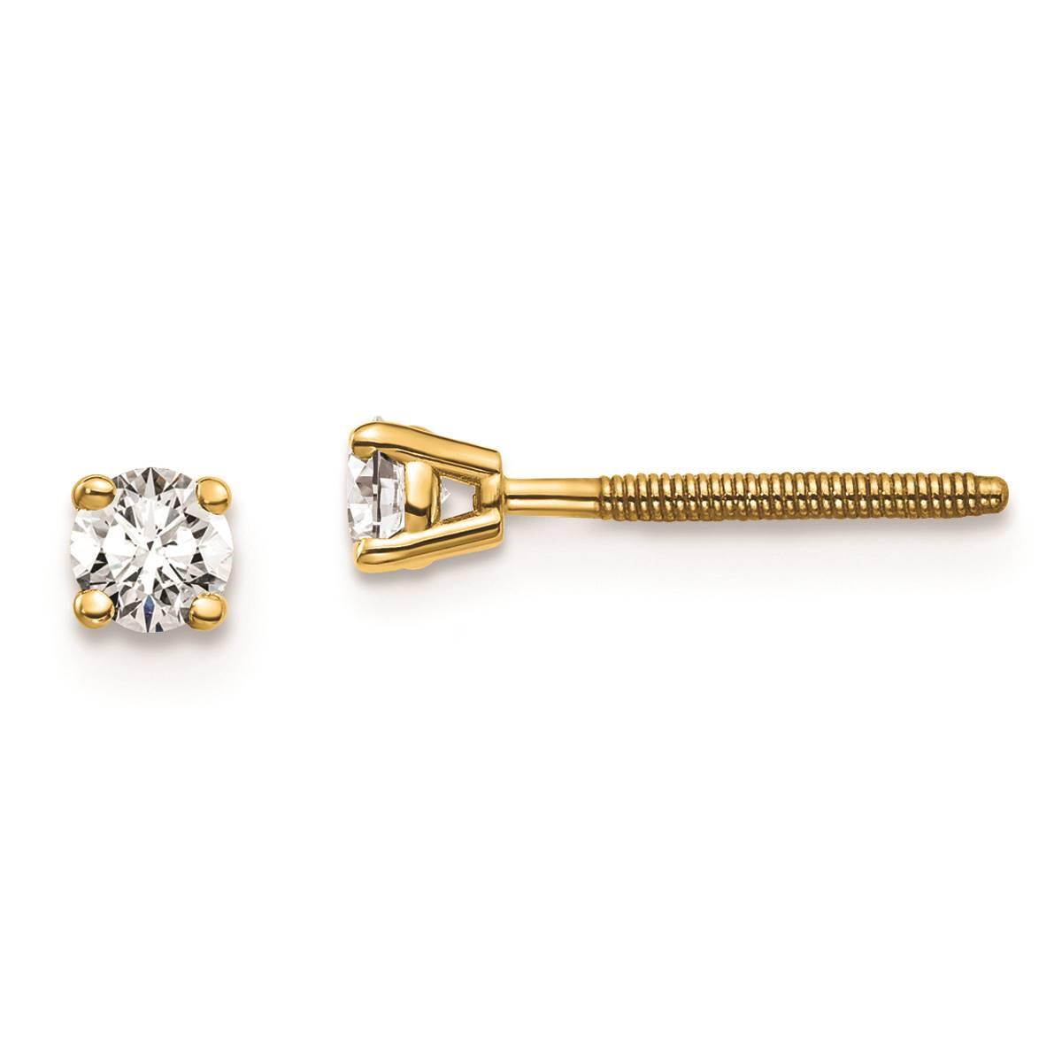 Pure Fire 14kt. Gold 1/5ctw. Diamond 4-Prong Screw Earrings