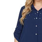 Plus Size NY Collection 3/4 Roll Tab Sleeve Embellished Blouse - image 4