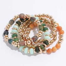 Ashley Cooper(tm) 5pc. Green & Brown Beaded Stackable Bracelet Set