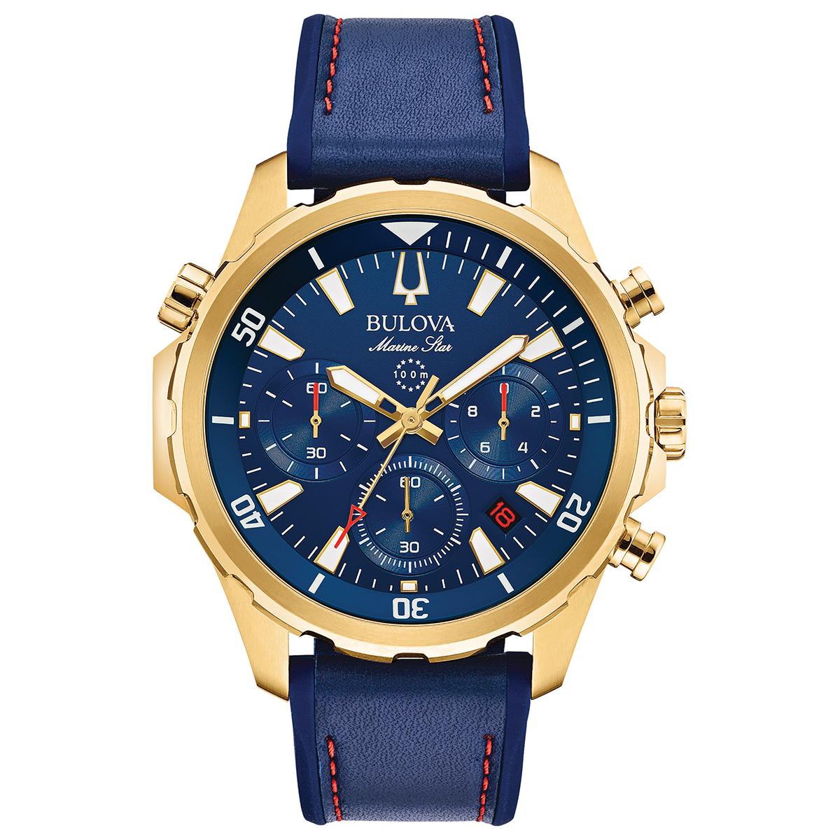 Mens Bulova Marine Star Goldtone Watch - 97B168