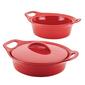 Rachael Ray 3pc. Ceramic Casserole Bakers w/Shared Lid Set - Red - image 1