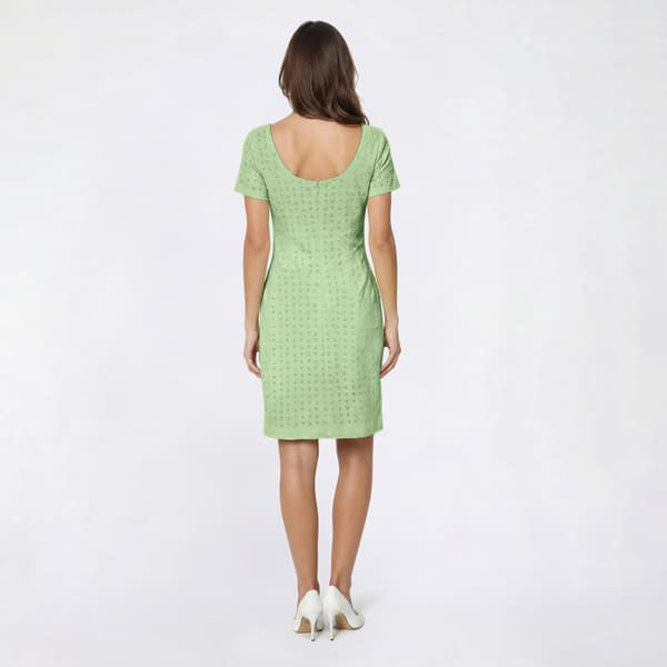 Womens Connected Apparel Short Sleeve Eyelet Pocket A-Line Dress