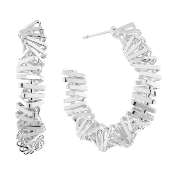 Fine Silver Plated 30mm Twisted Fancy Hoop Earrings - image 