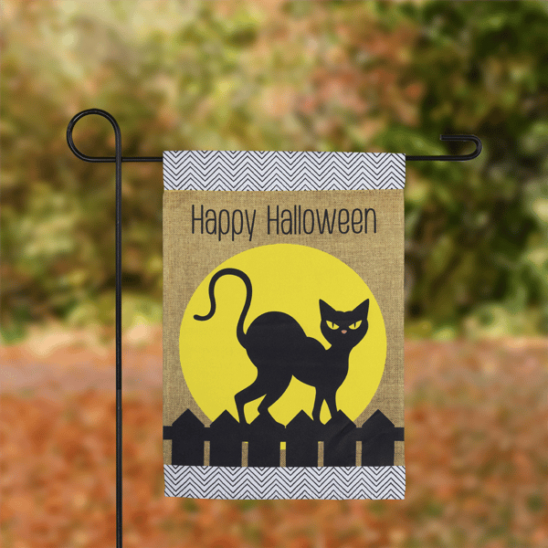 Northlight Black Cat "Happy Halloween" Outdoor Garden Flag