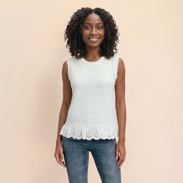 Womens Nanette Lepore Sleeveless Eyelet Trim Sweater Vest - image 
