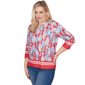Womens Alfred Dunner Port Side 3/4 Sleeve Mosaic Fish Blouse - image 2