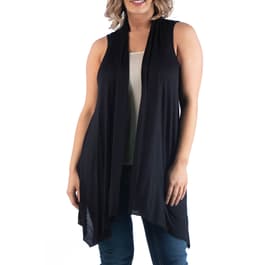 Plus Size 24/7 Comfort Apparel Asymmetric Sleeveless Cardigan