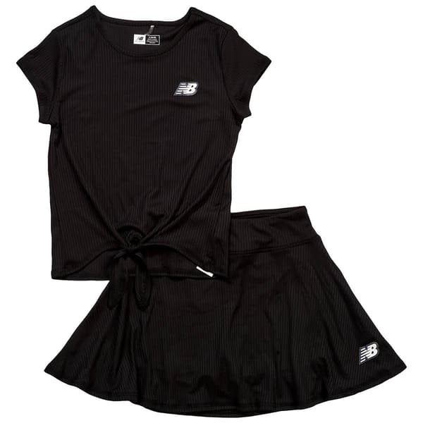 Girls (7-12) New Balance Tie Front Tee Skort Set - image 