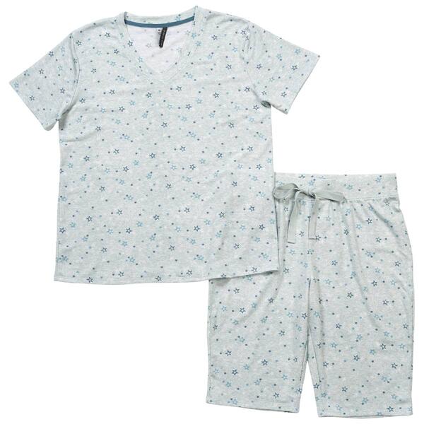 Womens Jaclyn Short Sleeve Scribble Stars Bermuda Pajama Set - image 