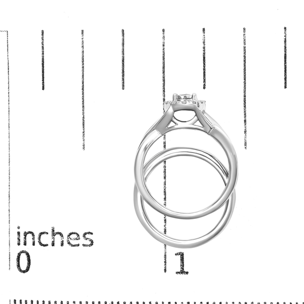 Haus of Brilliance 1/7ctw. Diamond Halo Bypass Wedding Band Set