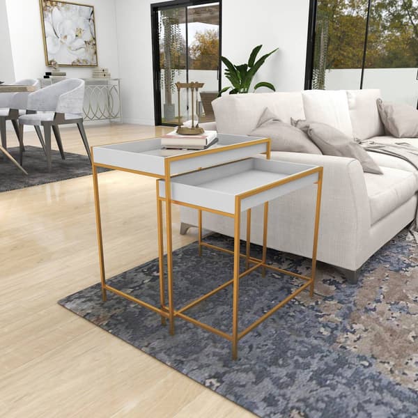 9th & Pike® Gold Metal Contemporary Console Table - Set of 2